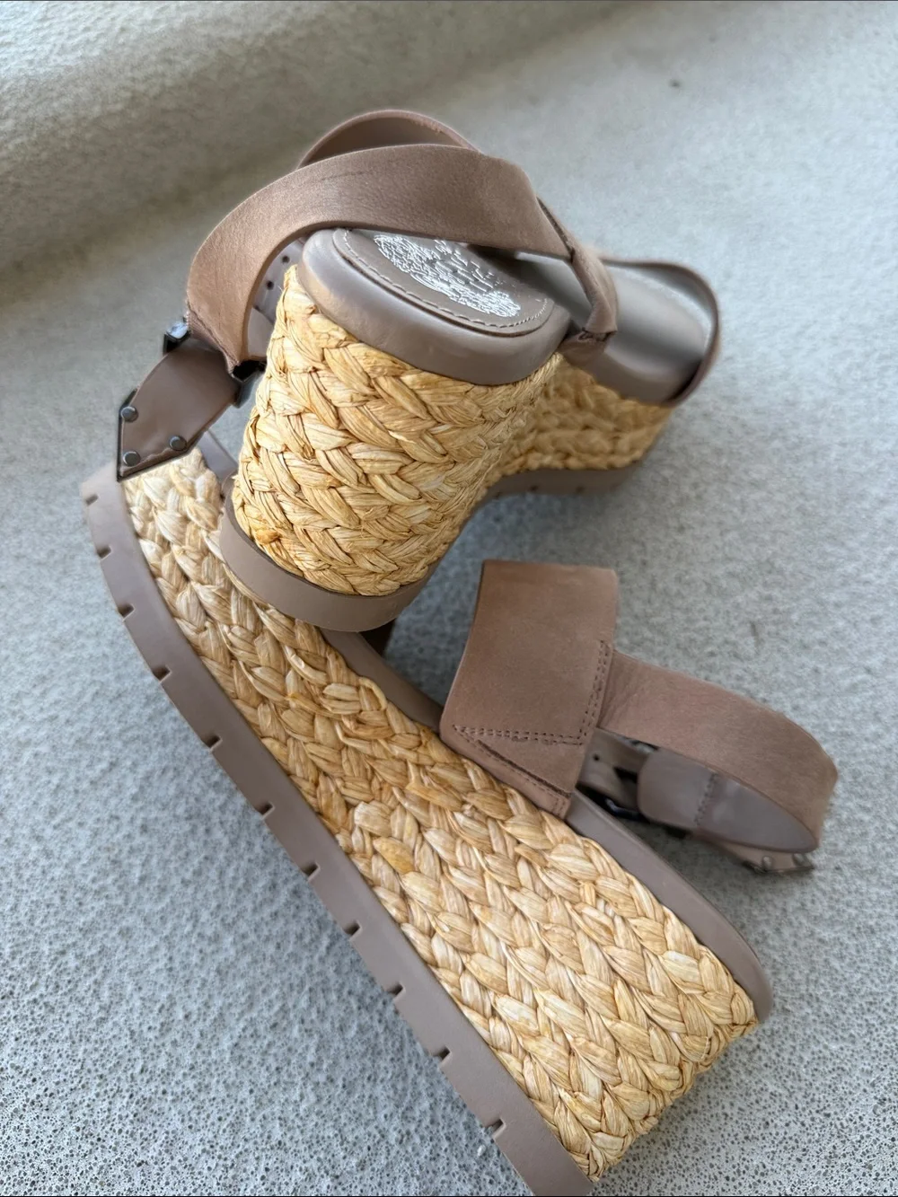 Vince Camuto Taupe Suede Espadrille Sandals